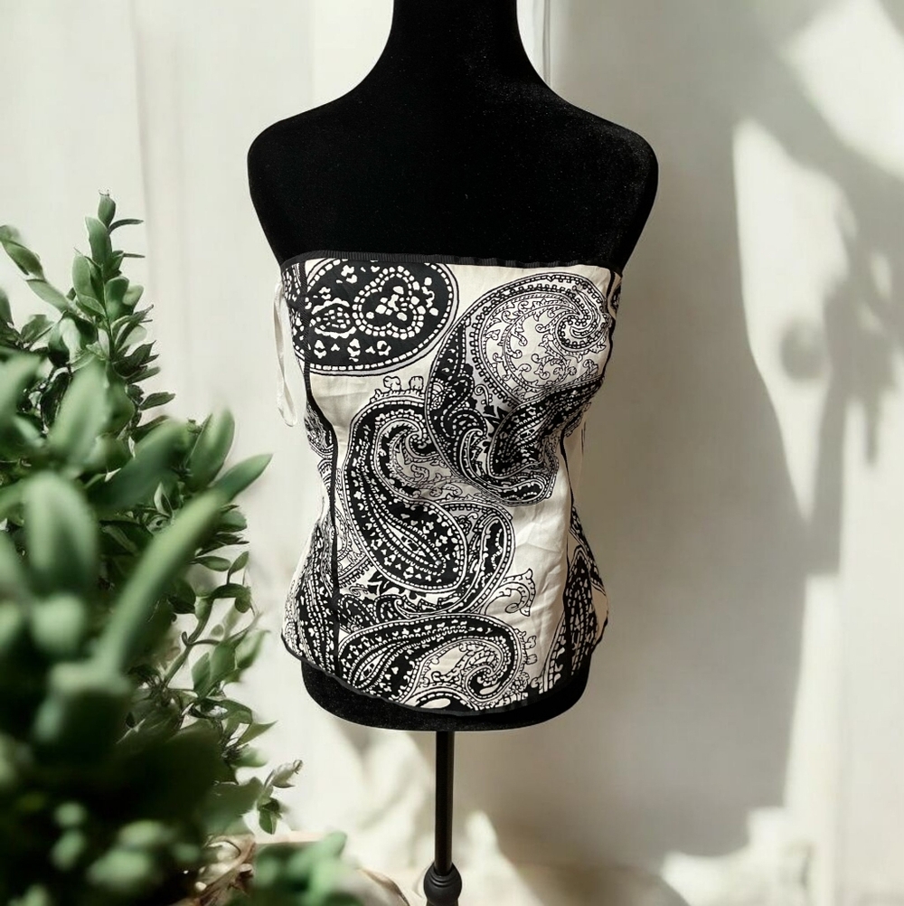 White House Black Market Bustier Corset Top Zipper Back Women's Size 12